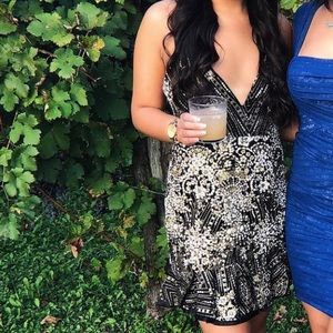 Hello Molly Black Beaded Mini Dress